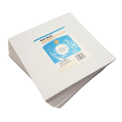 Therm O Web Cut Away Machine Embroidery Stabilizer by HeatnBond - 8 inch x 8 inch Sheets Medium Weight 2.5 Ounce - Pack of 100 Q7513